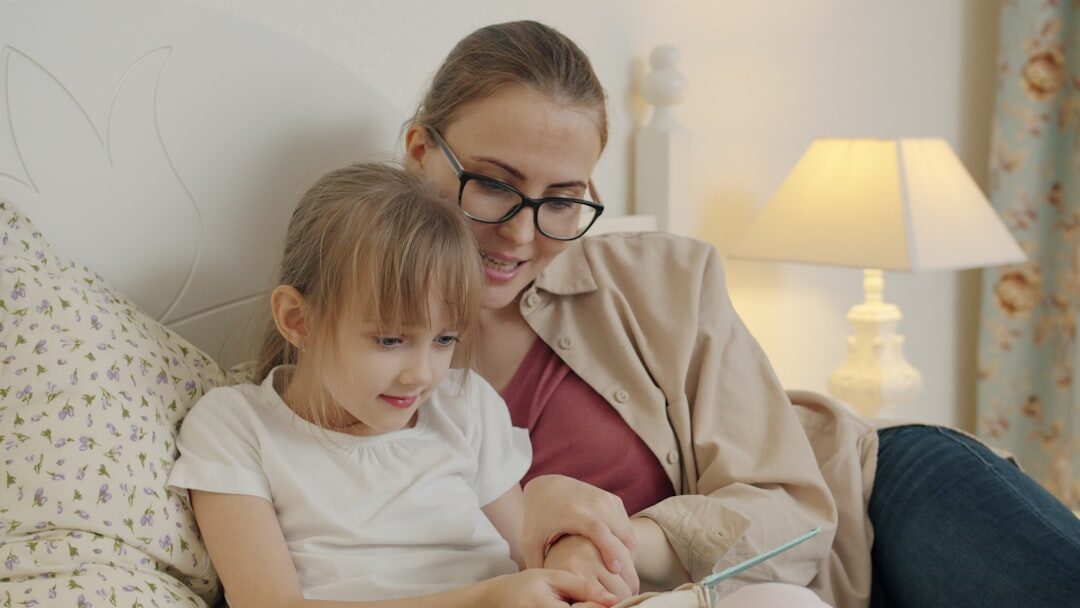 mother sharing story in home